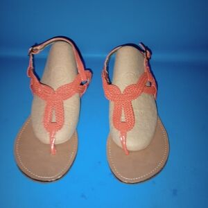 Merona Thongs Slingback Braided Strap Orange Sandals Womens Size 8.5 Flats